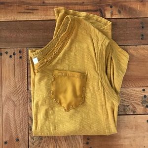 ANTHROPOLOGIE POSTMARK Mustard T-shirt Size L